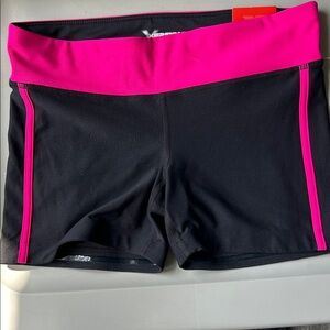Xersion Women's Black and Hot Pink Athletic Shorts